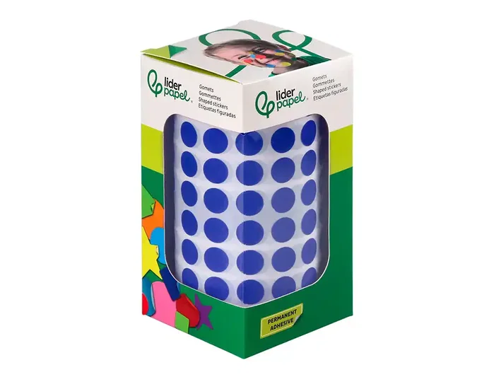 Liderpapel Gomets Autoadhesivos Círculos 10,5 mm Azul Rollo de 6000 Unidades en Caja de Cartón