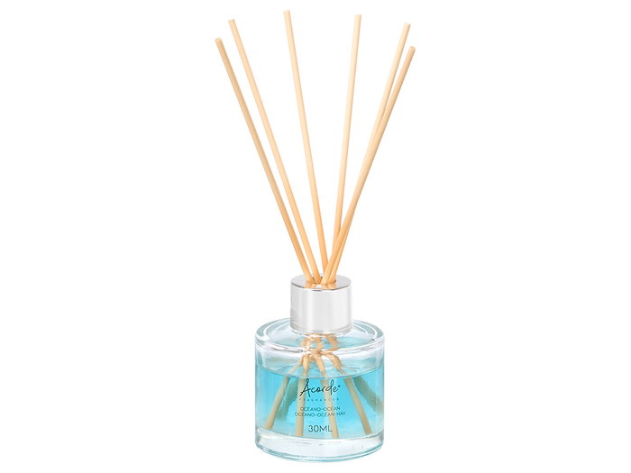 Acorde Mikado Oceano 30 ml Fragancia Difusor con Varillas Vidrio Azul 7.5x20x5 cm (Set de 24)
