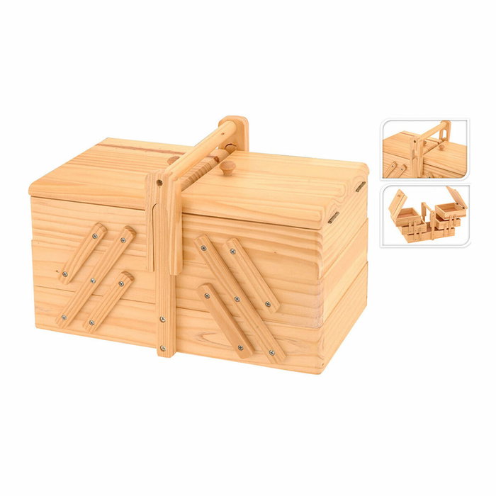 Excellent Houseware Costurero de madera de pino con 3 niveles extensibles