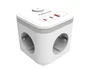 Fellowes Regleta Cubo Multienchufe, 3 Tomas de Corriente + 2 Puertos USB-C + 1 Puerto USB-A, Blanco, Interruptor, Cable 2 Metros, 155x85x145 mm