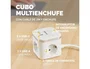 Fellowes Regleta Cubo Multienchufe, 3 Tomas de Corriente + 2 Puertos USB-C + 1 Puerto USB-A, Blanco, Interruptor, Cable 2 Metros, 155x85x145 mm