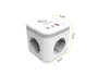Fellowes Regleta Cubo Multienchufe, 3 Tomas de Corriente + 2 Puertos USB-C + 1 Puerto USB-A, Blanco, Interruptor, Cable 2 Metros, 155x85x145 mm