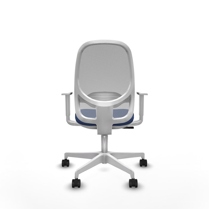 PIQUERAS Y CRESPO Silla de oficina Cilanco con mecanismo Sincro, Tela Azul marino y Malla Gris, Reposabrazos blancos PIQUERAS Y CRESPO Silla de oficina Cilanco con mecanismo Sincro, Tela Azul marino y Malla Gris, Reposabrazos blancos