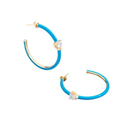 Chiara Ferragni Pendientes Love Parade Dorado con Esmalte Azul y CZ