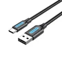Vention COKBH Cable USB-C 2.0 de 2 Metros, Conector USB-A a USB-C para Carga Rápida 3A y Datos 480 Mbps, Nailon Trenzado y Carcasa de Aluminio, Negro