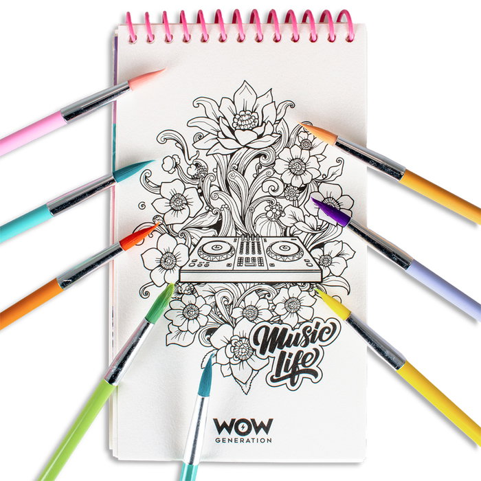 WOW GENERATION Set de bloc de artista con pincel y lápices de acuarela