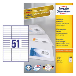 AVERY Zweckform Etiquetas 3420 blanco 70,0 x 16,9 mm