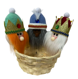 DKD Home Decor Cesta de Poliéster y Fibra Reyes Magos Multicolor