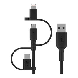 Belkin BOOST Charge Cable Universal 1 m con Adaptadores USB-C, Micro-USB y Lightning - Negro