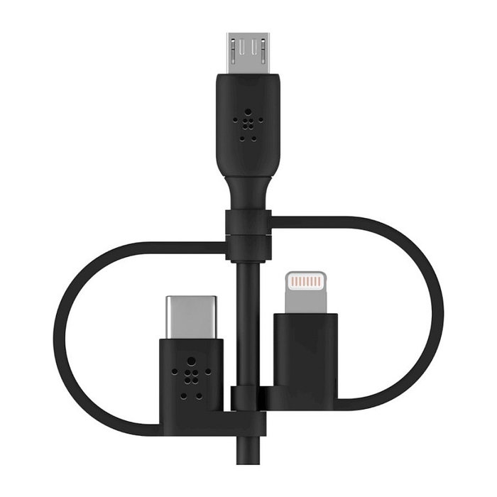 Belkin BOOST Charge Cable Universal 1 m con Adaptadores USB-C, Micro-USB y Lightning - Negro