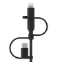 Belkin CAC001BT1MBK Cable USB Adaptador 3 en 1 con Lightning, USB-C y Micro-USB, 1 Metro, Color Negro, Certificación MFi