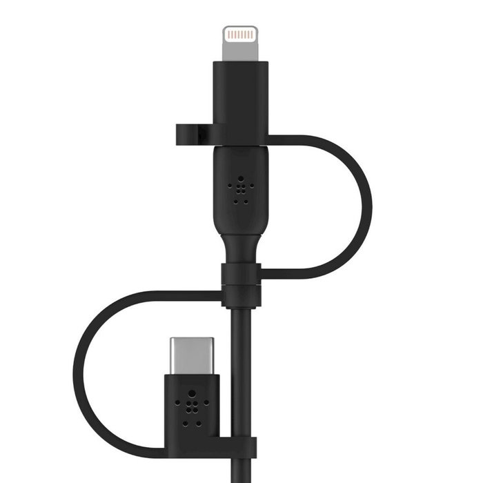 Belkin Cac001bt1mbk - Cable USB-A a Micro-USB con Adaptador Lightning y Adaptador USB-C, 1 Metro, Negro