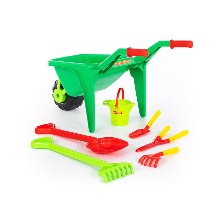 Polesie Wader Carretillo Jardinero con Herramientas de Juguete, Set Completo para Niños y Niñas a partir de 12 Meses, 7 Piezas Ref. 41722