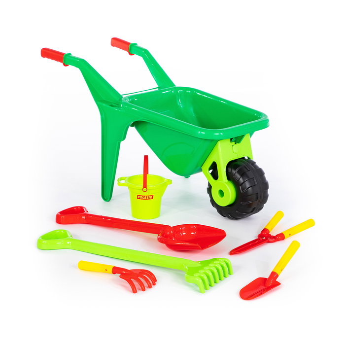 Polesie Wader Carretillo Jardinero con Herramientas de Juguete, Set Completo para Niños y Niñas a partir de 12 Meses, 7 Piezas Ref. 41722