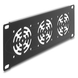 DeLOCK 67431 Rackblende 2 HE para 3 Ventiladores 60 x 60 mm, Tapa Trasera de Metal Gris Oscuro, 10 pulgadas