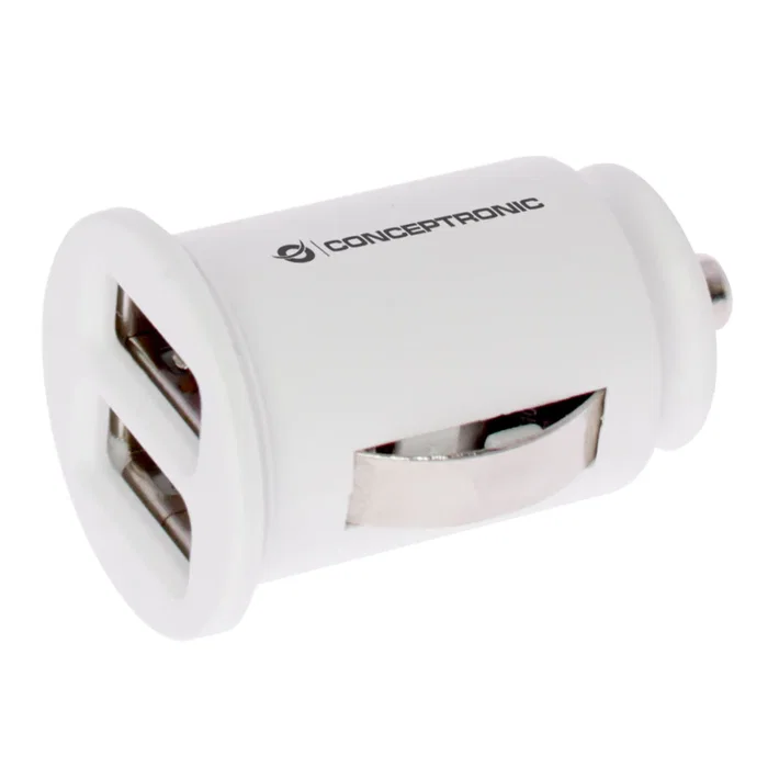 Conceptronic Power2Go Cargador de Coche con 2 Puertos USB, Color Blanco, Pack de 5 Unidades Conceptronic Power2Go Cargador de Coche con 2 Puertos USB, Color Blanco, Pack de 5 Unidades