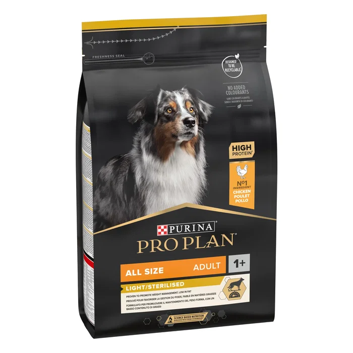 Purina Pro Plan Adulto Canino Light Esterilizado 3 kg - Alimento Completo para Perros con Soporte Muscular Purina Pro Plan Adulto Canino Light Esterilizado 3 kg - Alimento Completo para Perros con Soporte Muscular