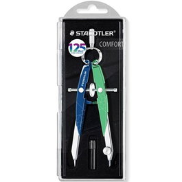 Staedtler Mars Compás Metálico de Precisión con Ajuste por Rueda, Azul-Verde Menta, Incluye Estuche y Piezas de Recambio