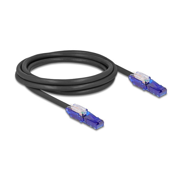 Delock Cable de Red RJ45 Cat.6 UTP 2 m Negro con Conectores Angulares 180 grados 250 MHz 1000 Mbit/s Delock Cable de Red RJ45 Cat.6 UTP 2 m Negro con Conectores Angulares 180 grados 250 MHz 1000 Mbit/s