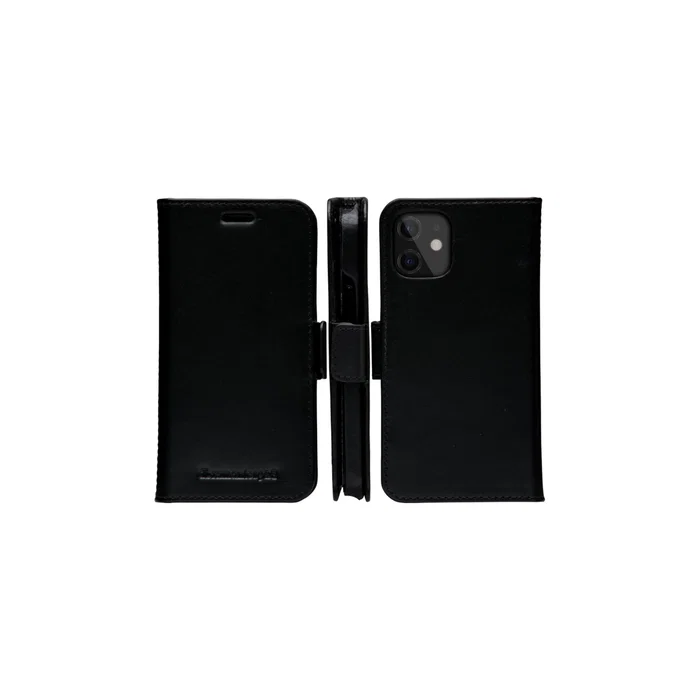 Dbramante1928 Lynge Funda de Cuero con Bolsillo para Tarjetas para iPhone 12 Mini, Cierre Magnético, Color Negro