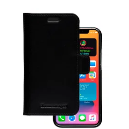 Dbramante1928 Lynge Funda de Cuero con Bolsillo para Tarjetas para iPhone 12 Mini, Cierre Magnético, Color Negro