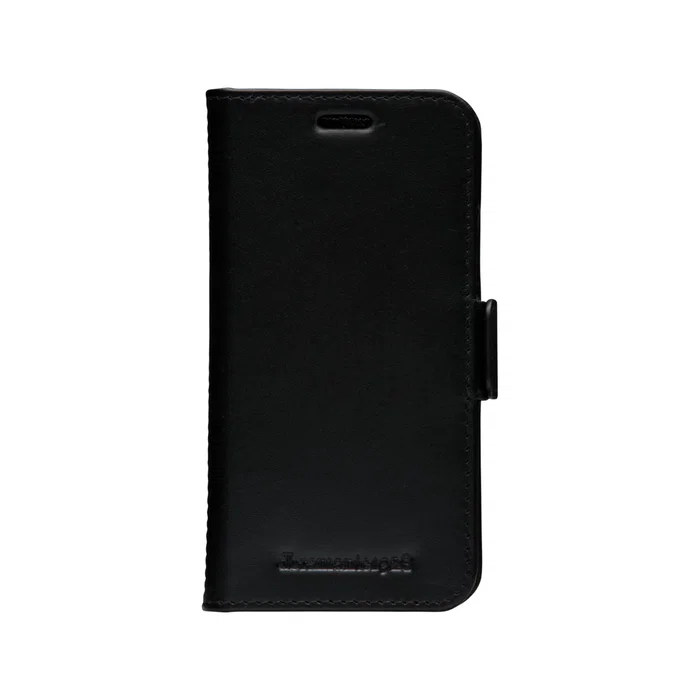 Dbramante1928 Lynge Funda de Cuero con Bolsillo para Tarjetas para iPhone 12 Mini, Cierre Magnético, Color Negro