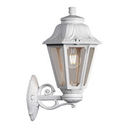Fumagalli Farol de Pared Bisso/Anna con Brazo, Casquillo E27, Blanco, Cristal Transparente, IP55, 220x275x450 mm