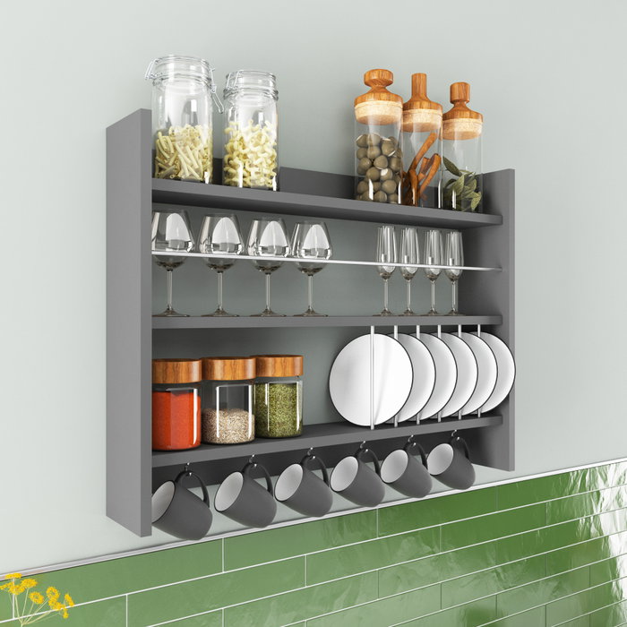 Hanah Home Estantería de Cocina Kolin Antracita 85x15x65 cm Tablero de Partículas Melamina