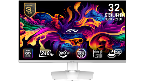 MSI MPG 321URXW QD-OLED Monitor Gaming 31.5 pulg 4K UHD 240 Hz Blanco
