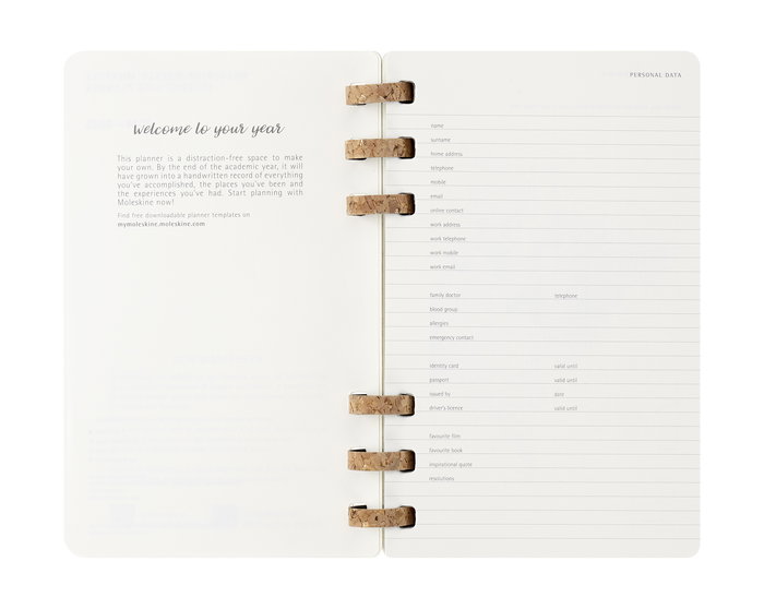 Moleskine DSSPB12AMWH3Y26 Agenda Espiral Académica L (13 x 21 cm) Negra Tapa Blanda Julio 2025 - Junio 2026