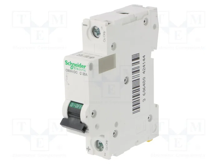 SCHNEIDER ELECTRIC Interruptor magnetotérmico C60H-DC 25A 500VDC 1 Polo Característica C SCHNEIDER ELECTRIC Interruptor magnetotérmico C60H-DC 25A 500VDC 1 Polo Característica C