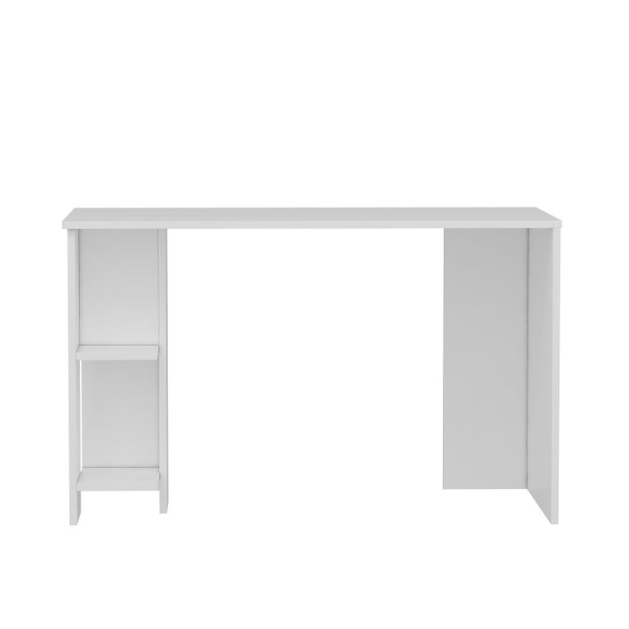 Hanah Home Escritorio de Estudio Blanco Escandinavo con Estantes, Diseño Minimalista y Duradero, 120x73.8x60 cm