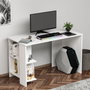 Hanah Home Escritorio de Estudio Blanco Escandinavo con Estantes, Diseño Minimalista y Duradero, 120x73.8x60 cm