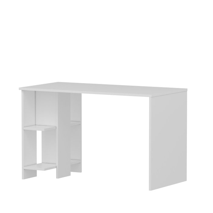Hanah Home Escritorio de Estudio Blanco Escandinavo con Estantes, Diseño Minimalista y Duradero, 120x73.8x60 cm