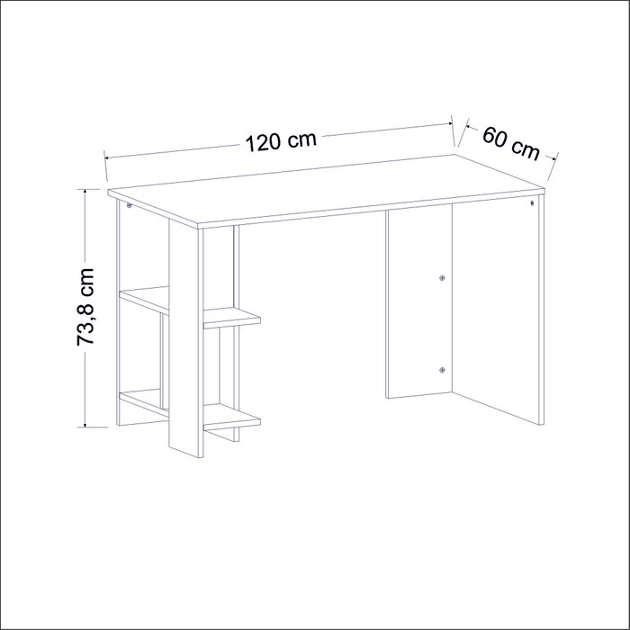 Hanah Home Escritorio de Estudio Blanco Escandinavo con Estantes, Diseño Minimalista y Duradero, 120x73.8x60 cm