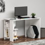 Hanah Home Escritorio de Estudio Blanco Escandinavo con Estantes, Diseño Minimalista y Duradero, 120x73.8x60 cm