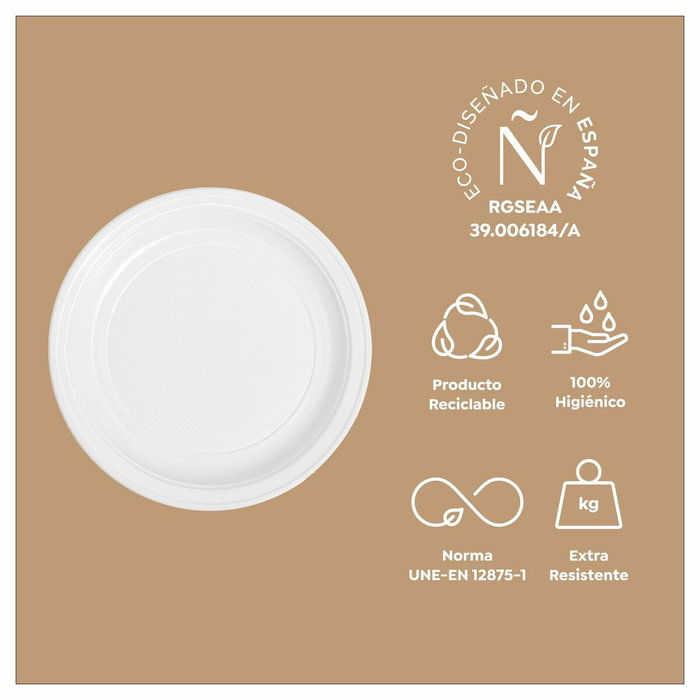 Maxi products Plato Llano Redondo 22cm Reutilizable Blanco -100U- Maxi products Plato Llano Redondo 22cm Reutilizable Blanco -100U-