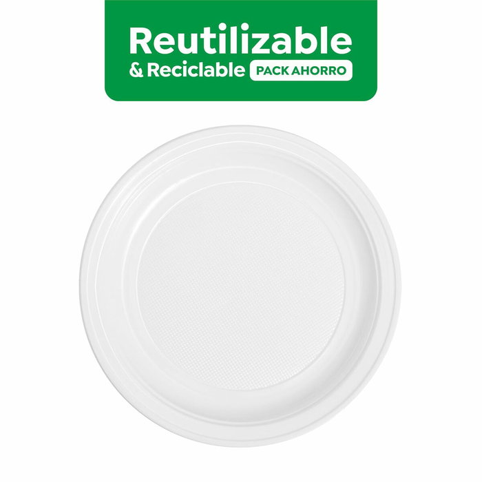 Maxi products Plato Llano Redondo 22cm Reutilizable Blanco -100U- Maxi products Plato Llano Redondo 22cm Reutilizable Blanco -100U-