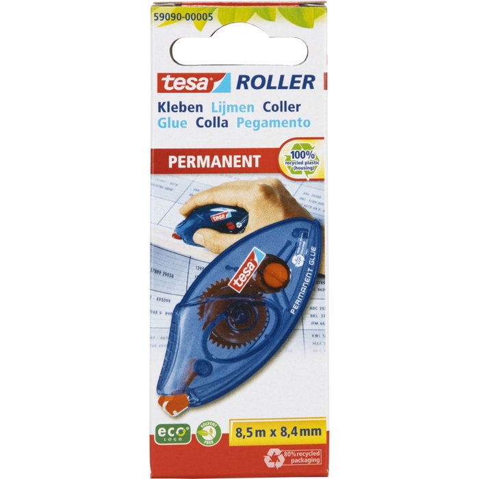 Tesa Rodillo Adhesivo Permanente ecoLogo 8,4 mm x 8,50 m
