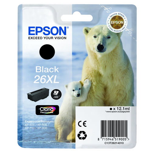 Epson Cartucho Claria Premium 26XL Negro 12,2 ml