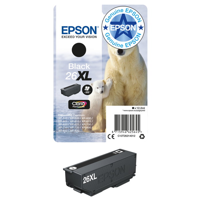 Epson Cartucho Claria Premium 26XL Negro 12,2 ml