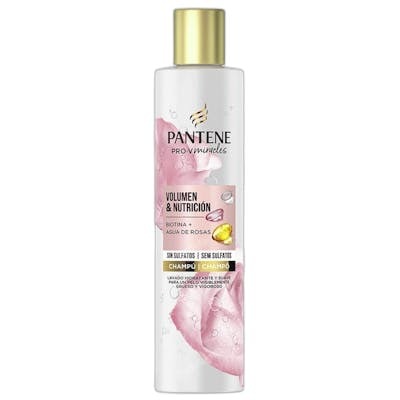 Pantene Champú Miracle Volumen Nutrición con Biotina y Agua de Rosas para Cabello Dañado y Sin Siliconas 225 ml Pantene Champú Miracle Volumen Nutrición con Biotina y Agua de Rosas para Cabello Dañado y Sin Siliconas 225 ml