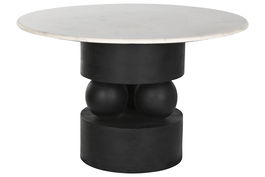 DKD Home Decor Mesa Redonda Comedor Mango y Marmol 120x120x76 cm Diseño Moderno