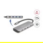 DeLOCK 64323 Hub USB-C 7 Puertos (3x USB-A, 4x USB-C) USB 3.2 Gen 2 10Gbps, Salida HDMI 4K a 60Hz, Carga PD 3.0 90W, Aluminio Gris, Plug & Play, para Windows, Mac, Linux