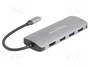 DeLOCK Hub USB 64323 con 7 puertos, HDMI 4K y PD 3.0 90W, Gris