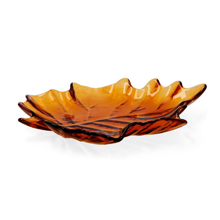 Bandeja Forma Hoja Vidrio Musgo Quid 22x18 cm