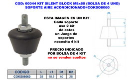 Kit Silent Block M8x60 para Soporte de Aire Acondicionado (4 Unidades) COKSO8060
