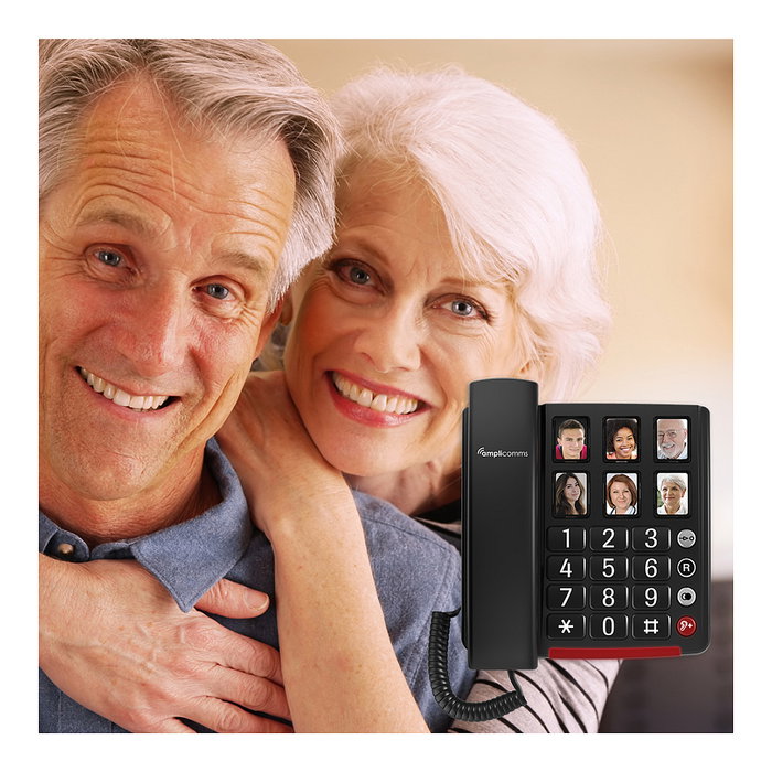 amplicomms BigTel 40 Plus Teléfono Análogo para Ancianos con Botones Grandes y Teclas Fotoluminiscentes, Negro