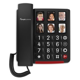 amplicomms BigTel 40 Plus Teléfono Análogo para Ancianos con Botones Grandes y Teclas Fotoluminiscentes, Negro