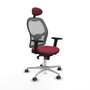 PIQUERAS Y CRESPO Silla de oficina Jorquera con mecanismo Sincro, Tela Granate y Malla Gris